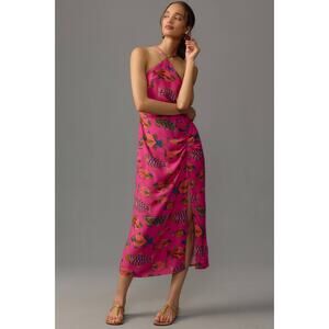 Farm Rio for Anthropologie Halter Slim Midi Bright Pink Dress Size: Medium